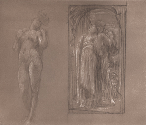 Study of nude female figure for 'Wedded,' and sketch for the picture, enclosed in a frame